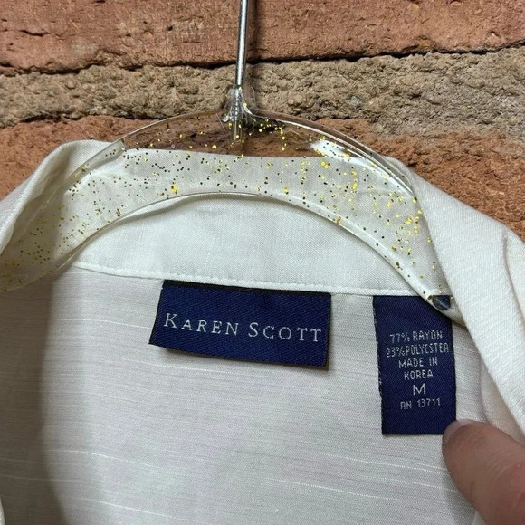 Karen Scott Sheer button up sleeveless tank womens size medium - Picture 4 of 4